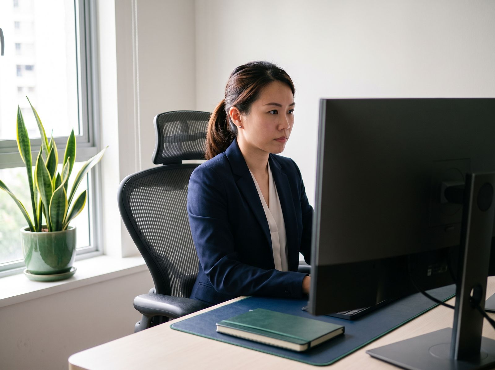 Professional crafting advanced prompts at a workstation in Singapore