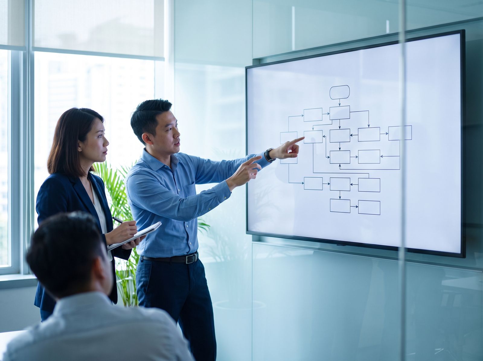 Team reviewing a prompt engineering framework on screen in a Singapore workshop