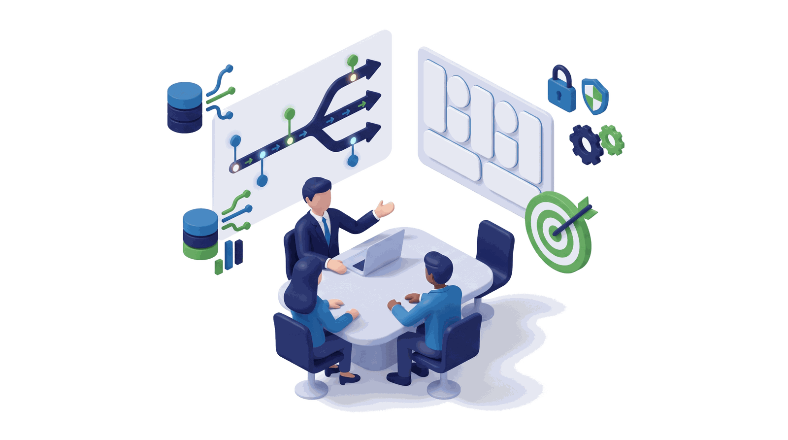 Illustration of leading AI adoption strategy and business models