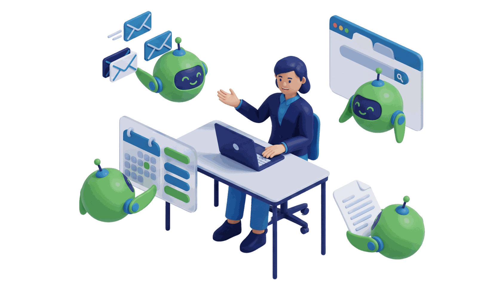 AI agents illustration automating tasks, email and workflows