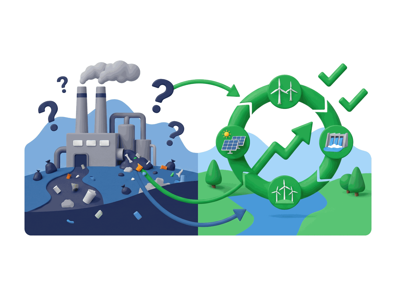 Wasteful process versus an optimised, data-driven circular economy